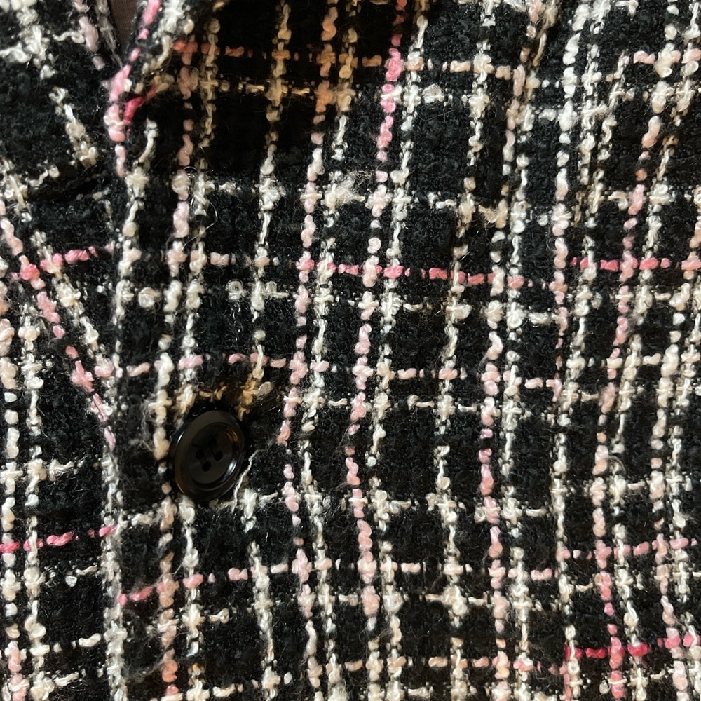 “Breakin Loose Tweed Coat Dress Size 3/4 Black Pink Bouclé Plaid Made in USA” - Picture 11 of 14
